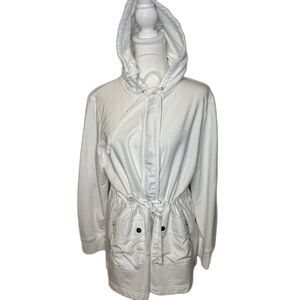 Lauren Ralph Lauren White Hooded Anorak Parka Drawstring Waist Womens